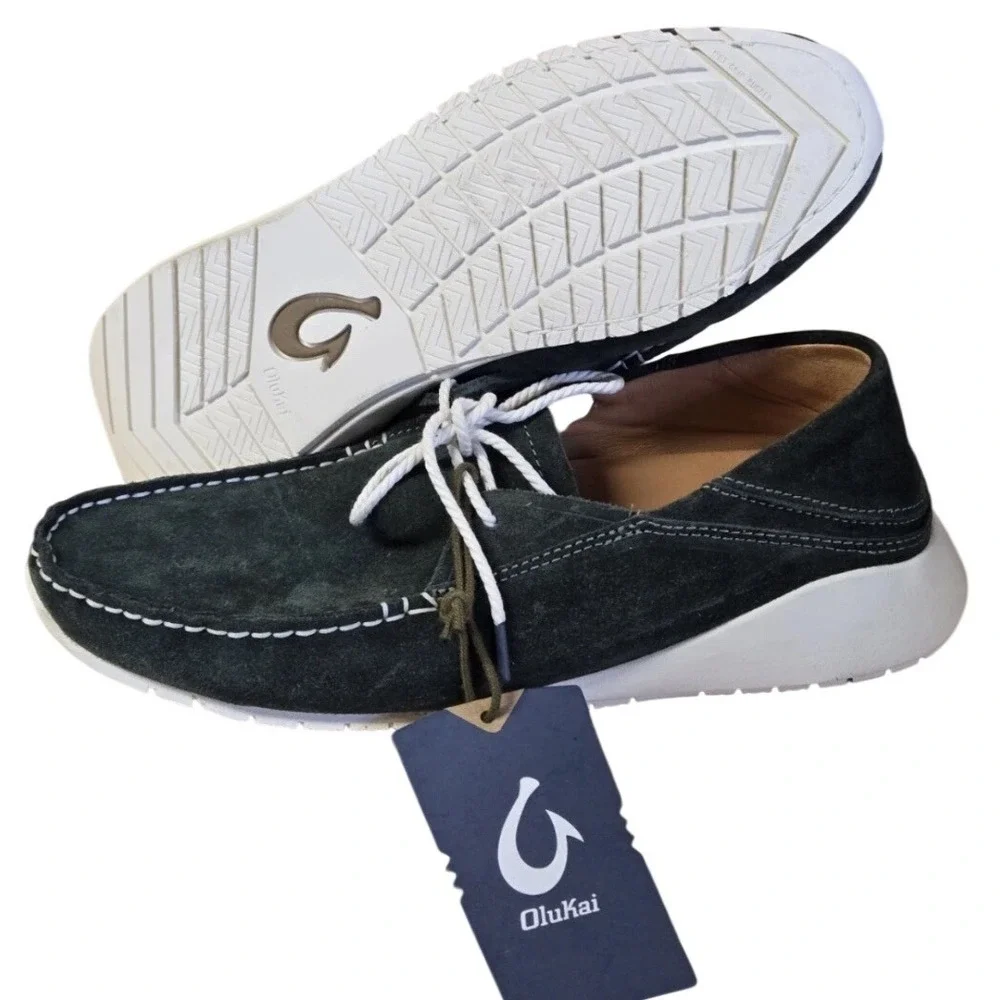 OluKai Men's Dark‎ Green Suede Slip On Loafer Shoes Size 12